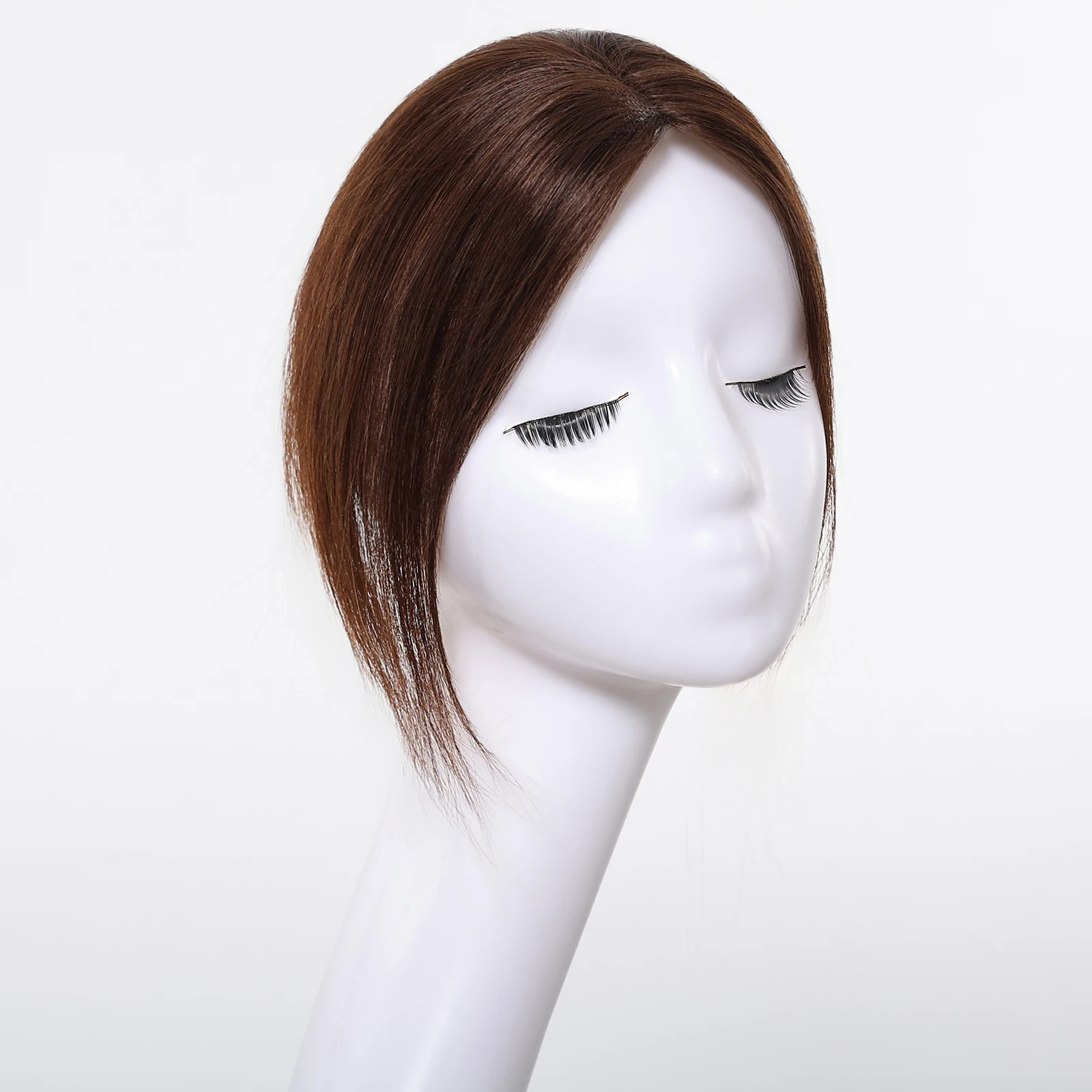 Topper de Cabelo Humano 100% Remy Ombre Castanho de 10 Polegadas com Base de Renda 3x3.5 Polegadas para Mulheres com Cabelo Ralo e Parte Central