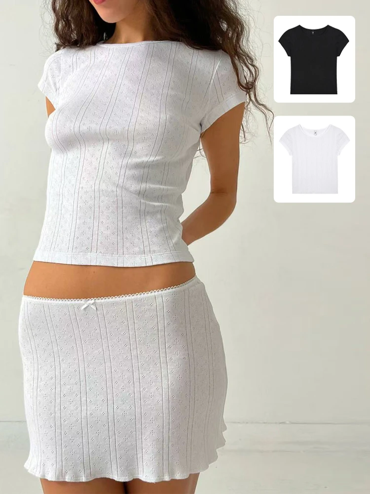 

Классическая женская футболка с длинным рукавом, приталенная, с цветочным узором и вырезами, черно-белая, двухцветная, для повседневной носки, из смесового хлопка, летняя