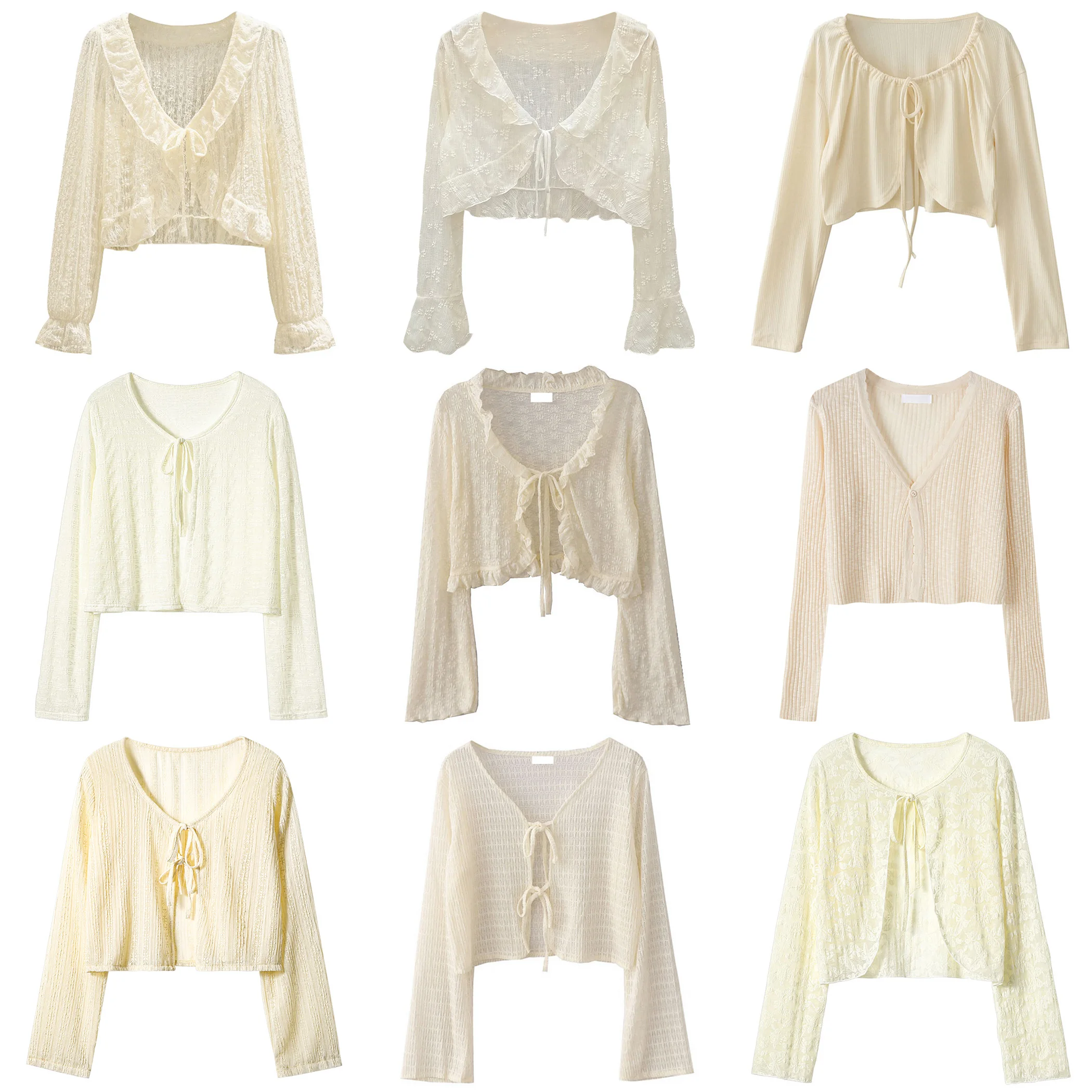 

Sweet Tie Waist Slim Fit Open Cardigan Women's Summer New Knitted Thin Outerwear Small Cover up Sun Protection Clothing