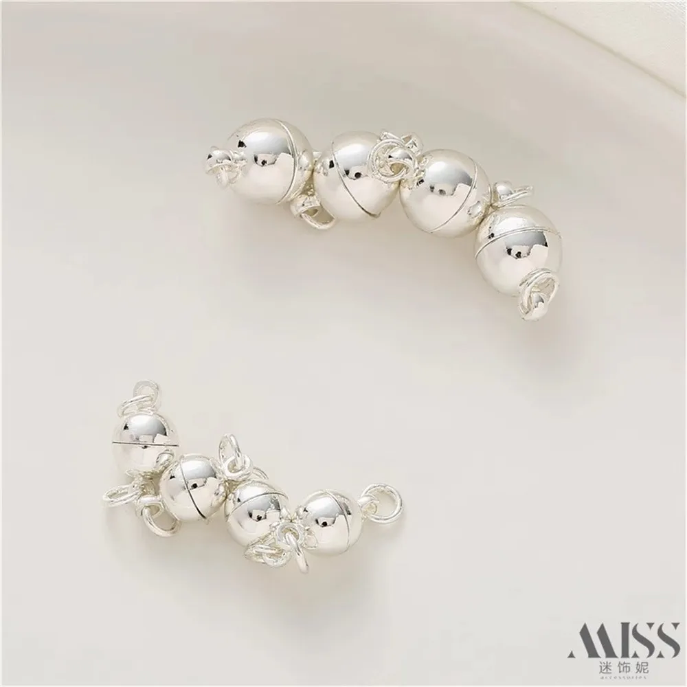 Silver Suction Buckle Spherical Magnetic Buckle Connecting Buckle Closing Buckle DIY Bracelet Necklace Jewelry Accessories