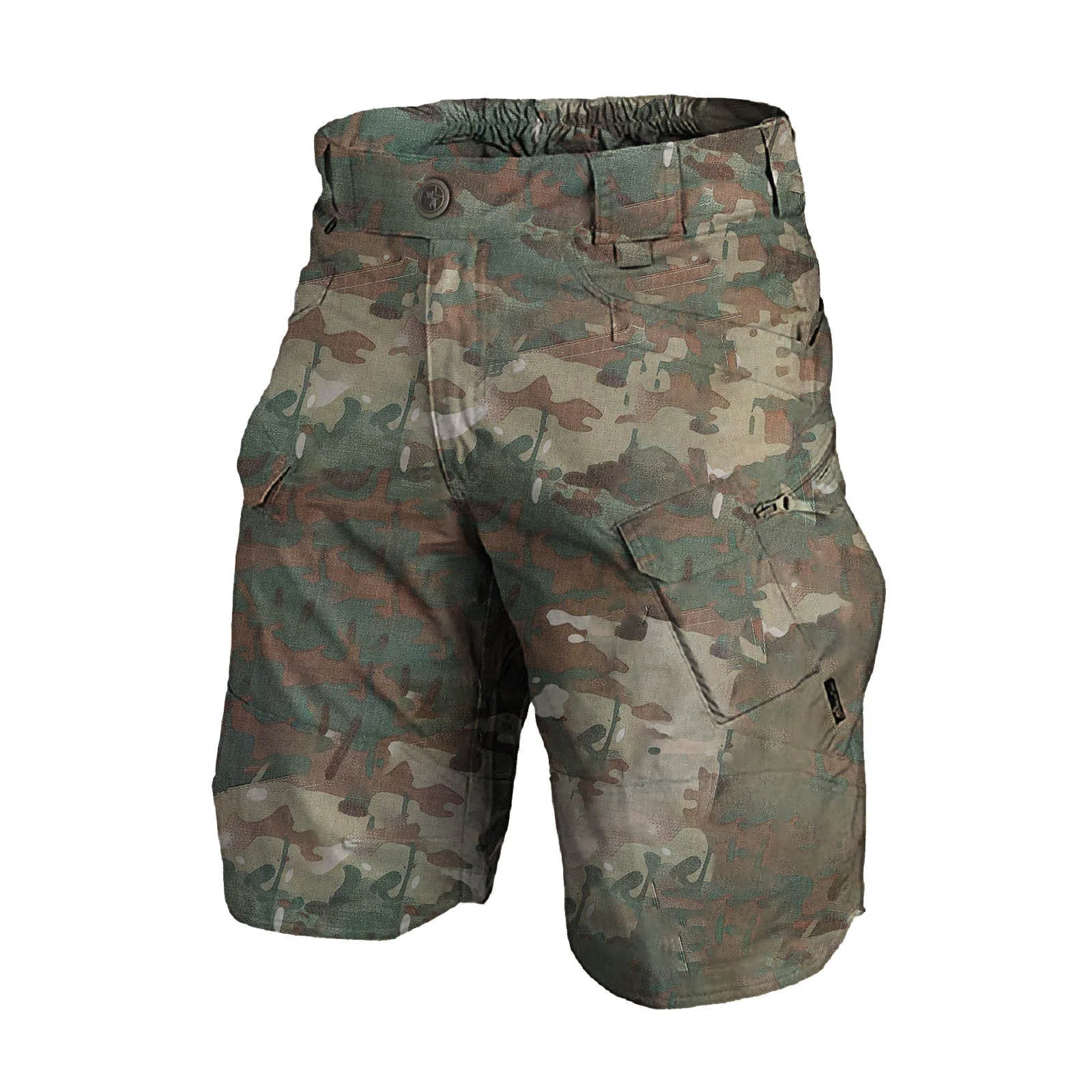 Calção militar de bolso múltiplo masculino, calça de corrida ao ar livre, Bermuda casual, estampada camuflada, solta, na moda