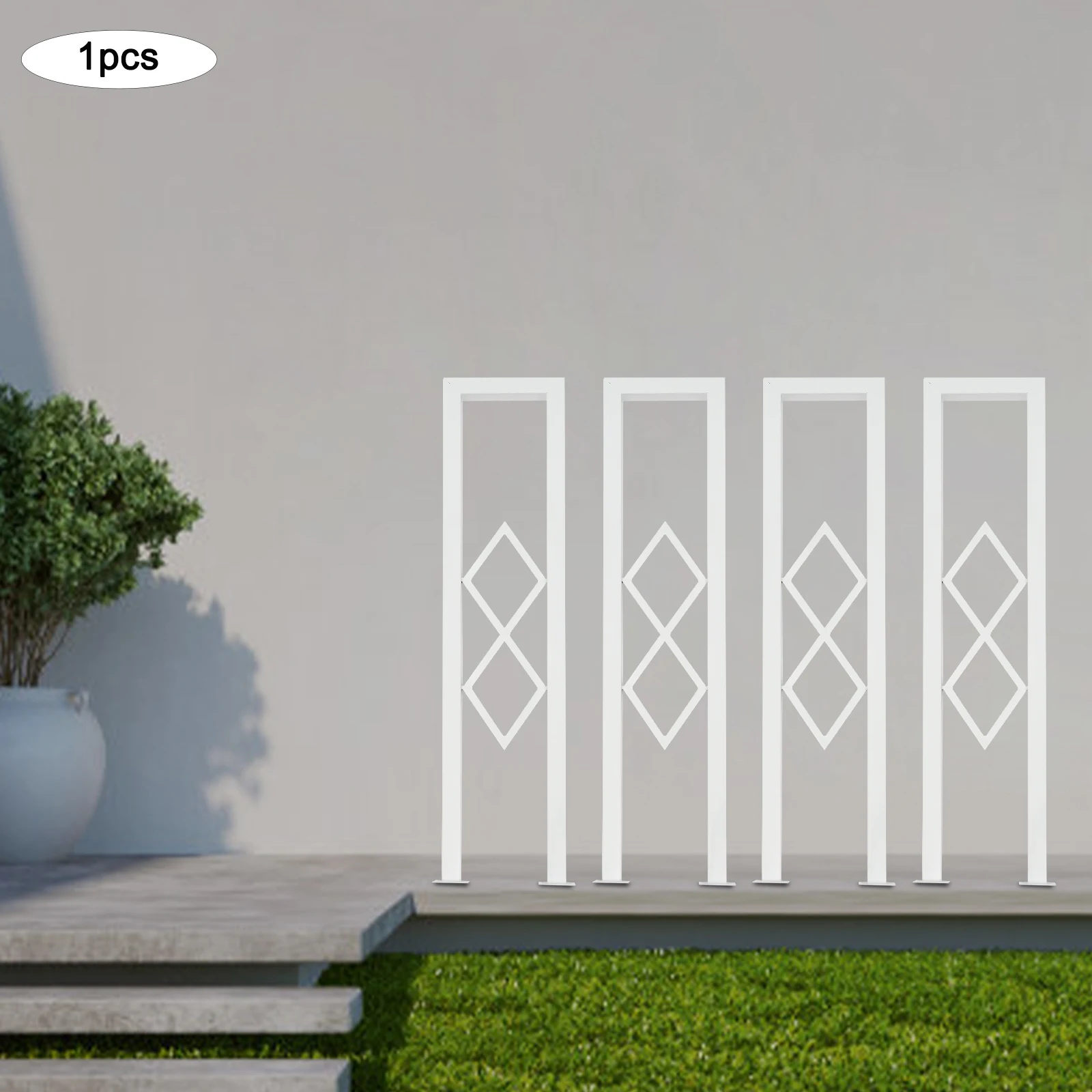 U-образные лестничные перила из белой углеродистой стали, ромбовидные декоративные лестничные перила, напольные лестничные перила, 7,87*33,46 дюйма