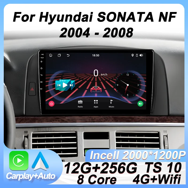 

Wireless CarPlay Android Auto Radio For Hyundai SONATA NF 2004 - 2008 Car Multimedia GPS 2din Autoradio 5G Wifi Touch Screen BT