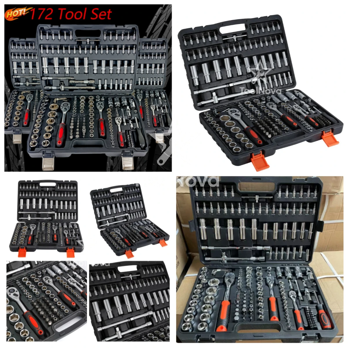 Hot-selling 2026 Electric Tool Box Set Chrome Vanadium Steel 172 Pieces OEM* Hard Box Multifunctional Vehicle Maintenance Tools