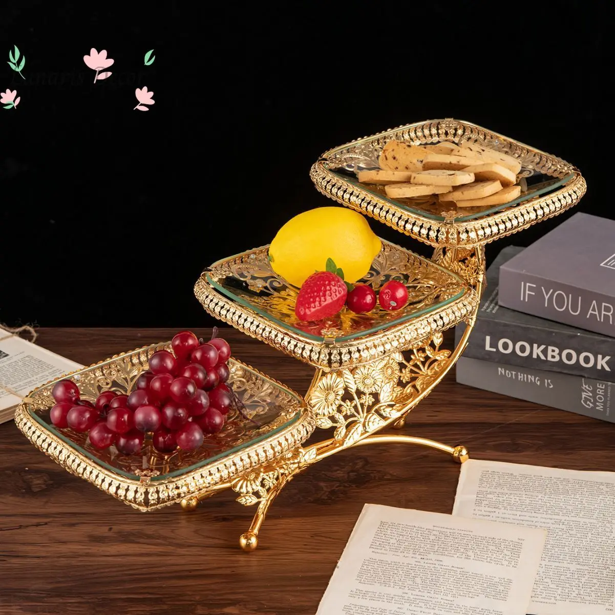 European fruit plate creative light luxury kvv household multi-layer pastry plate, living room snack storage plate