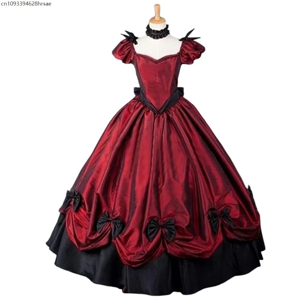 

1860s Victorian Civil War Red Green Dress Renaissance Gown Victorian Gothic Retro Ball Gown Plus Size Christmas Halloween Outfit