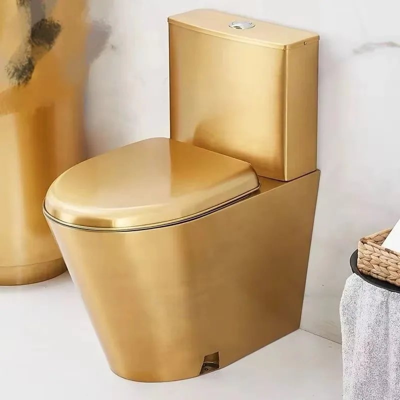 YULI Modern Design Dual-Flush 304 Stainless Steel One-Piece Toilet For Hotel And Prison Bathrooms Gold