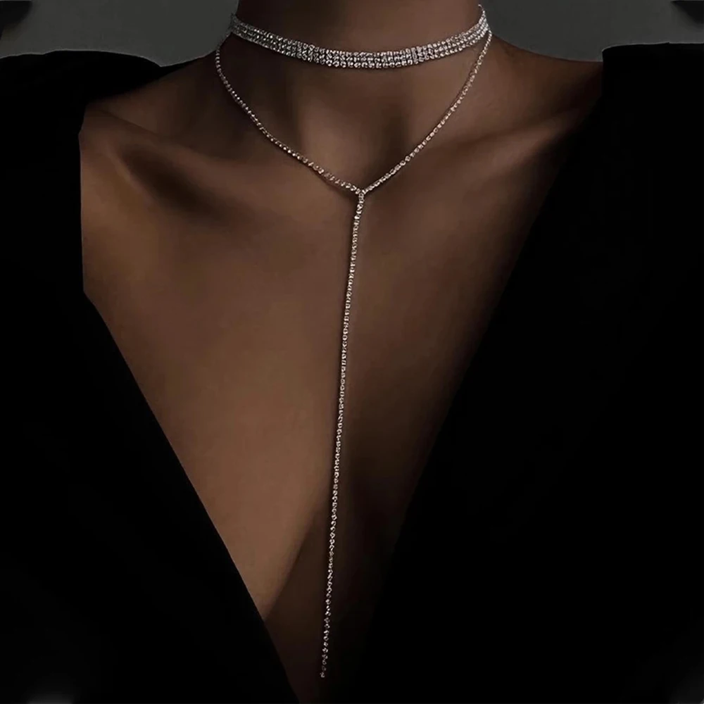 XSBODY Multi-Row Tassel Necklace for Women Boho Long  Rhinestone Choker New Y Neck Accessories Fashion Jewellery Aesthetic 2022