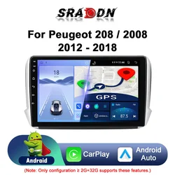 For Peugeot 2008 208 2012 - 2018 Car Radio Android Automotive Multimedia Player Navigation GPS Carplay Touch Screen Auto Stereo