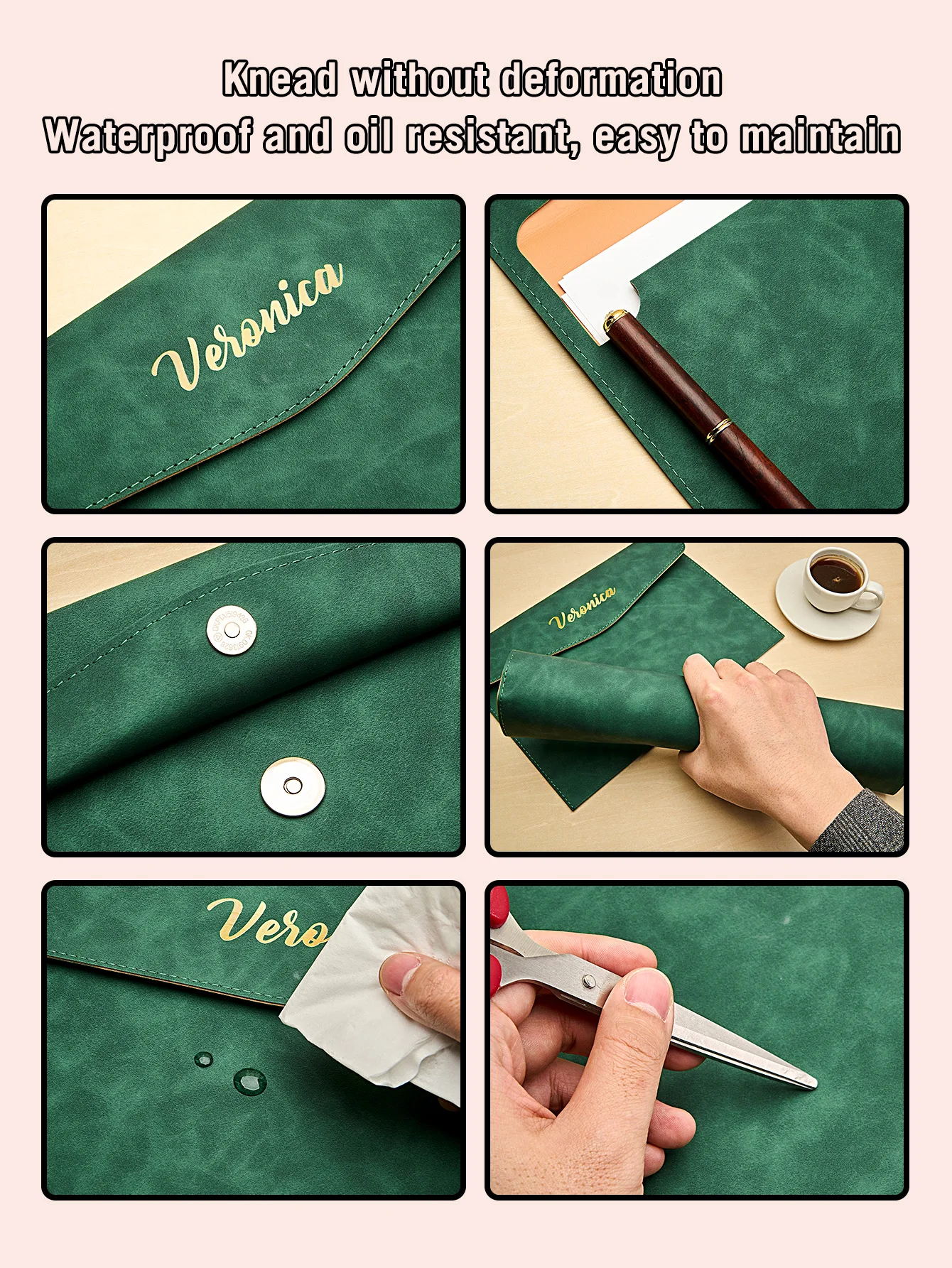 Custom Name A4 A5 File Folder Magnetic Closure PU Leather Office Organizer Business Document Bag Gift for Dad Mom 6 Colors