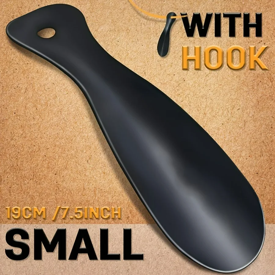 Portable Metal Shoe Horn, Compact Black Travel Shoe Helper, Easy Slip-On Tool for Men & Women, Daily Essential