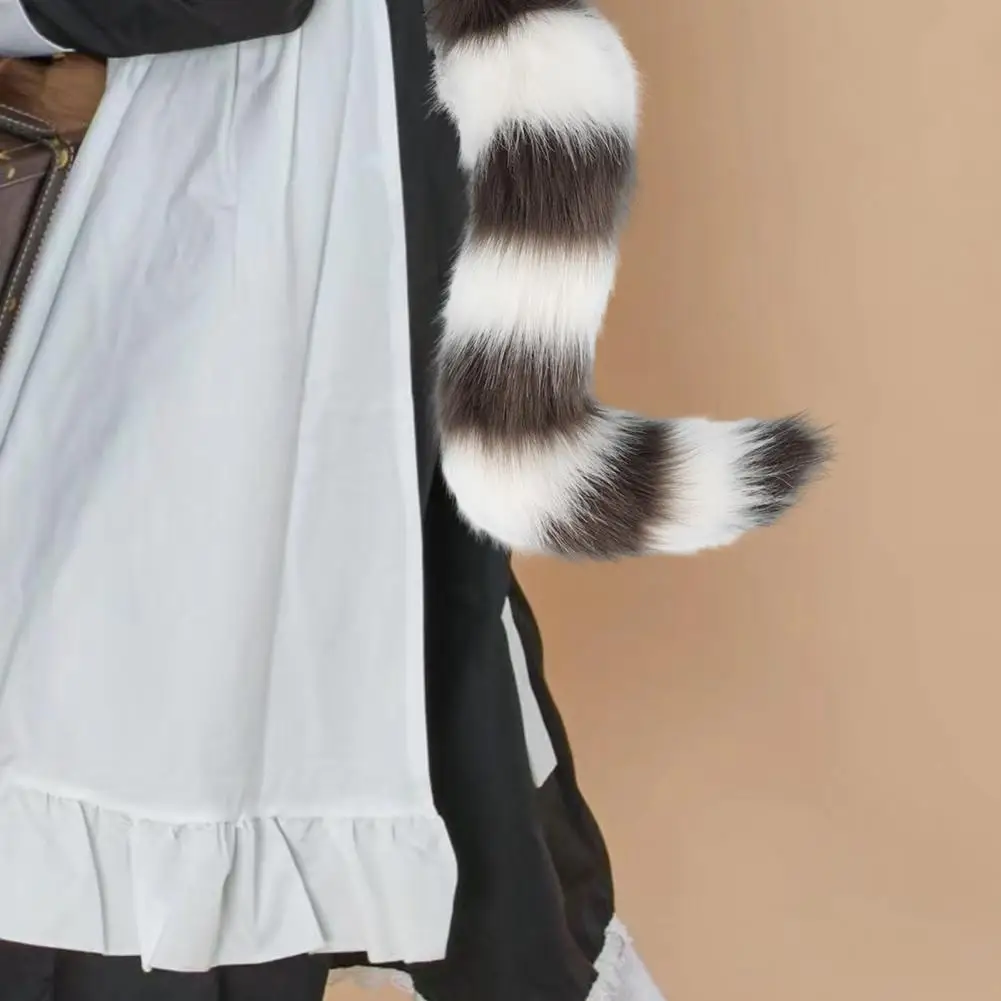 Fake Cat Tail Soft Fuzzy Plush Fox Tail Costume Prop with Adjustable Waistband for Cosplay Dance Performances Paty Costumes