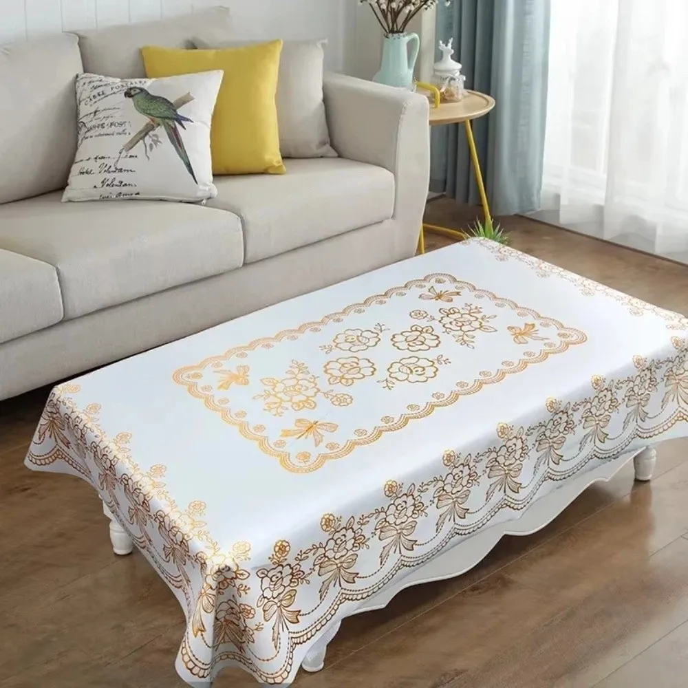 

Rectangular Gold-embossed Tablecloth Smooth 135*180CM Table Cover Cloth Anti-Slip Anti-splash Water Desk Protection Cover