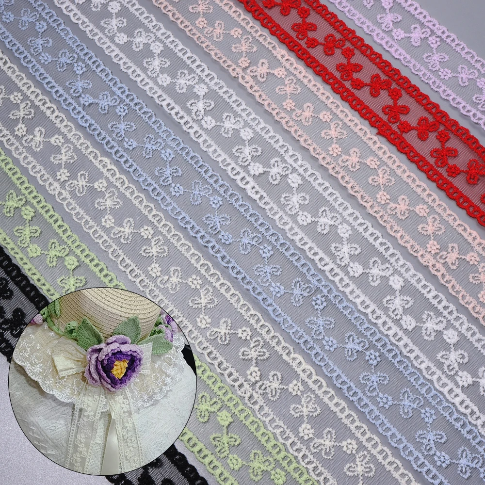5 Yards/Lot 4 cm Polyester-Mesh-Spitzenband mit Blumenmuster für DIY-Schleifen, Haarschmuck, Kuchen, Geschenkverpackung und Dekoration
