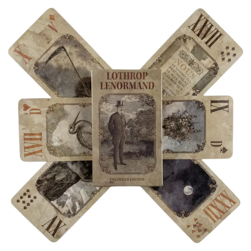 بطاقات Lothrop Lenormand Oracle A 38 الإنجليزية العرافة الملونة الطبعة سطح السفينة ألعاب Borad