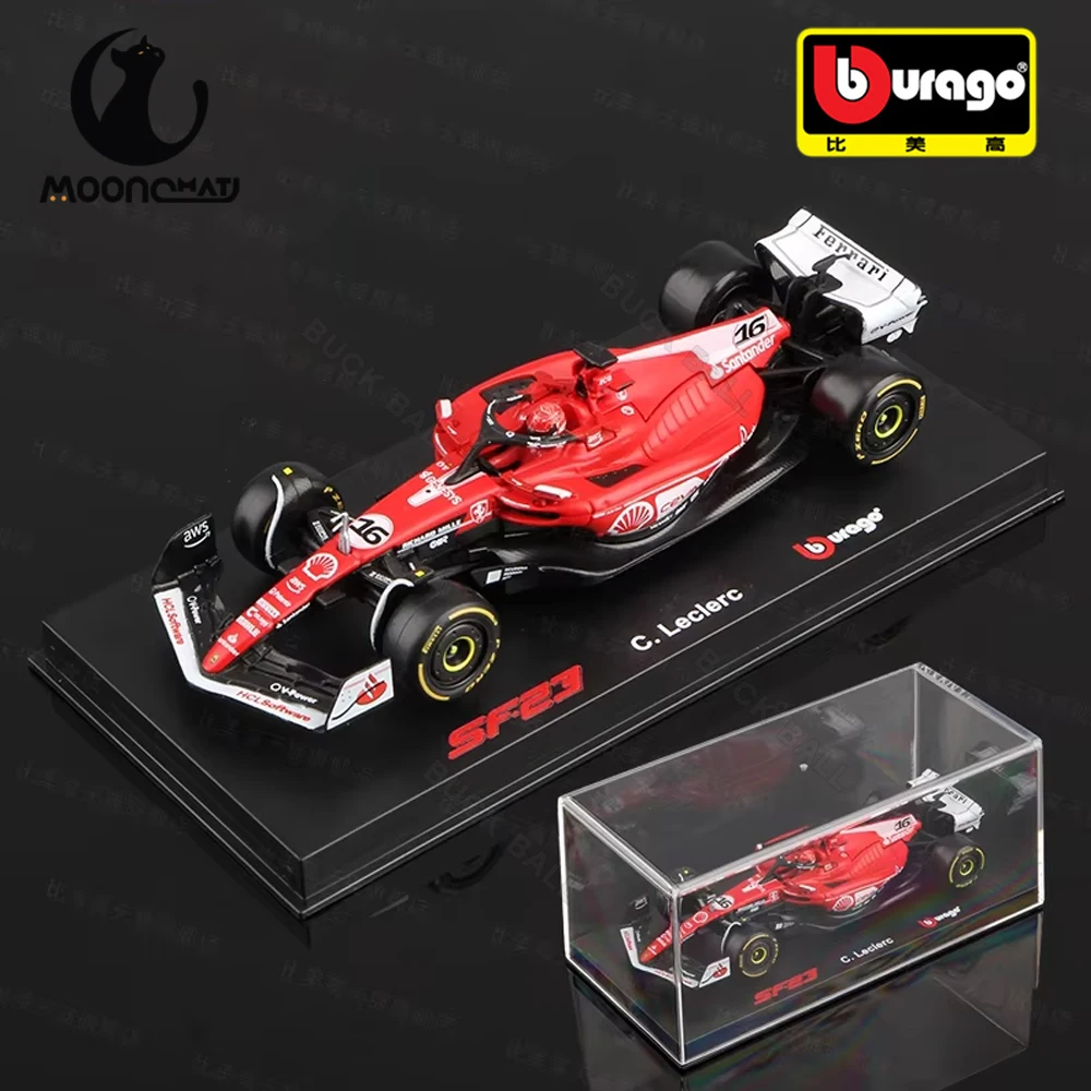 Bburago 1:43 Ferrari SF-23 Las Vegas Dustcover 55# Sainz 16# Leclerc Monza Livery 16# Formula One With Hardcover F1 Alloy Car