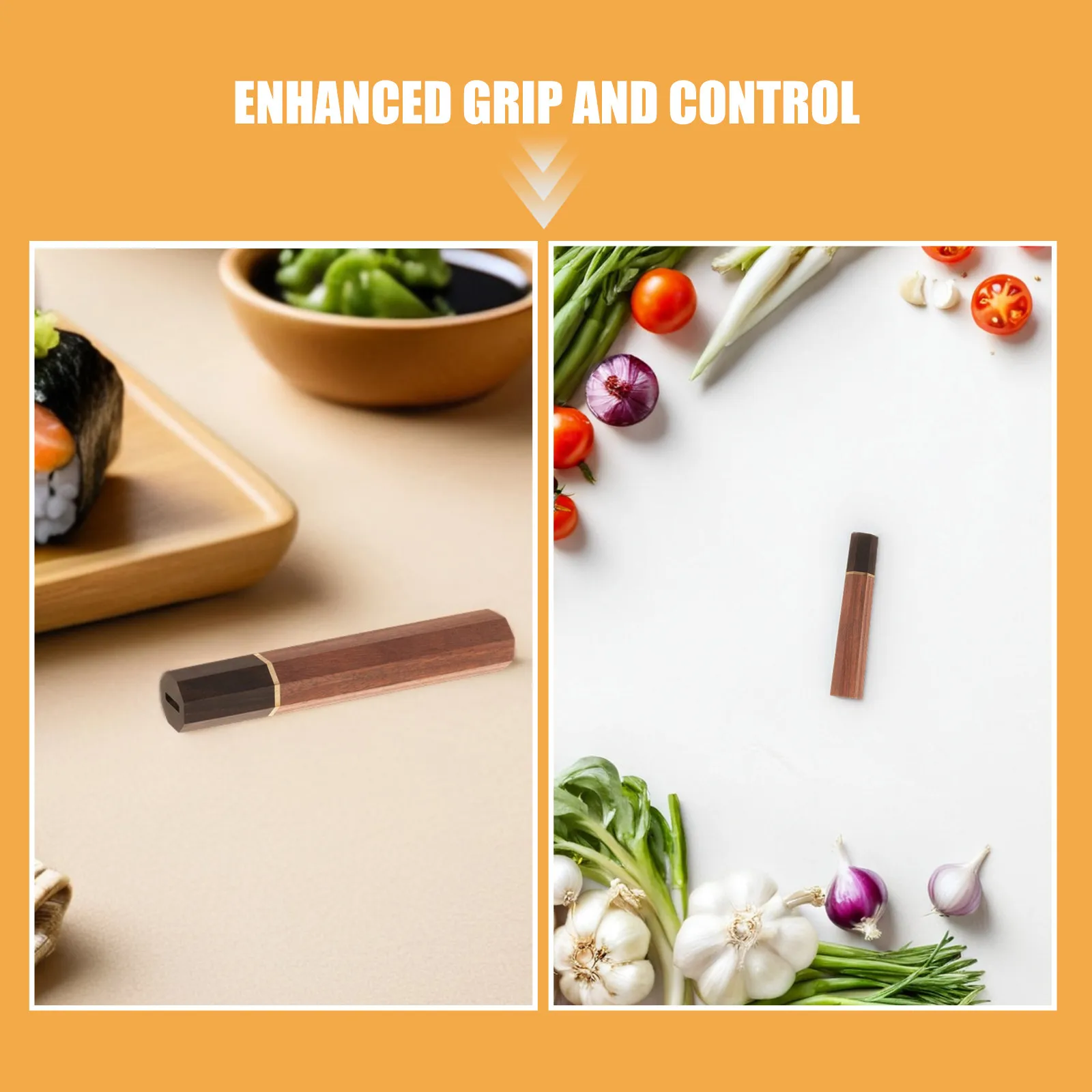 Octagon Wooden Knife Handle for Chef Knives Rosewood Blood Sandalwood Wa Handle with Metal Collar Sushi Santoku Gyuto Nakiri view 4