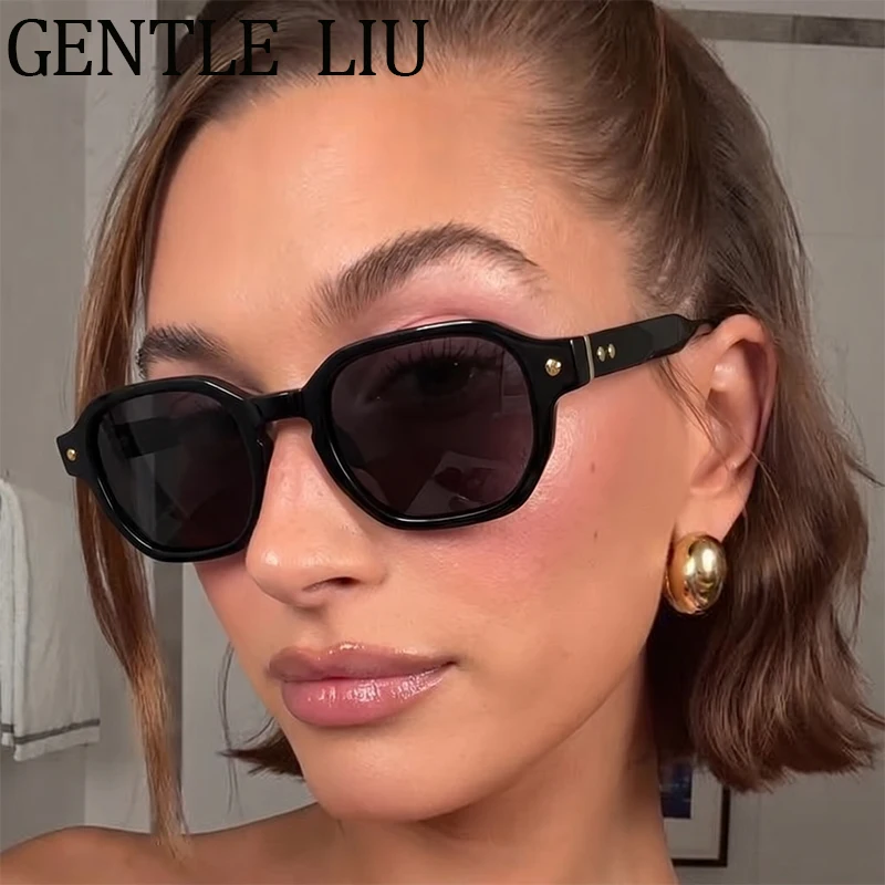Steampunk Photochromic Square Sunglasses Women 2026 Luxury Designer Retro Y2K Punk Gold Rivet Trendy Sun Glasses Driving Shades
