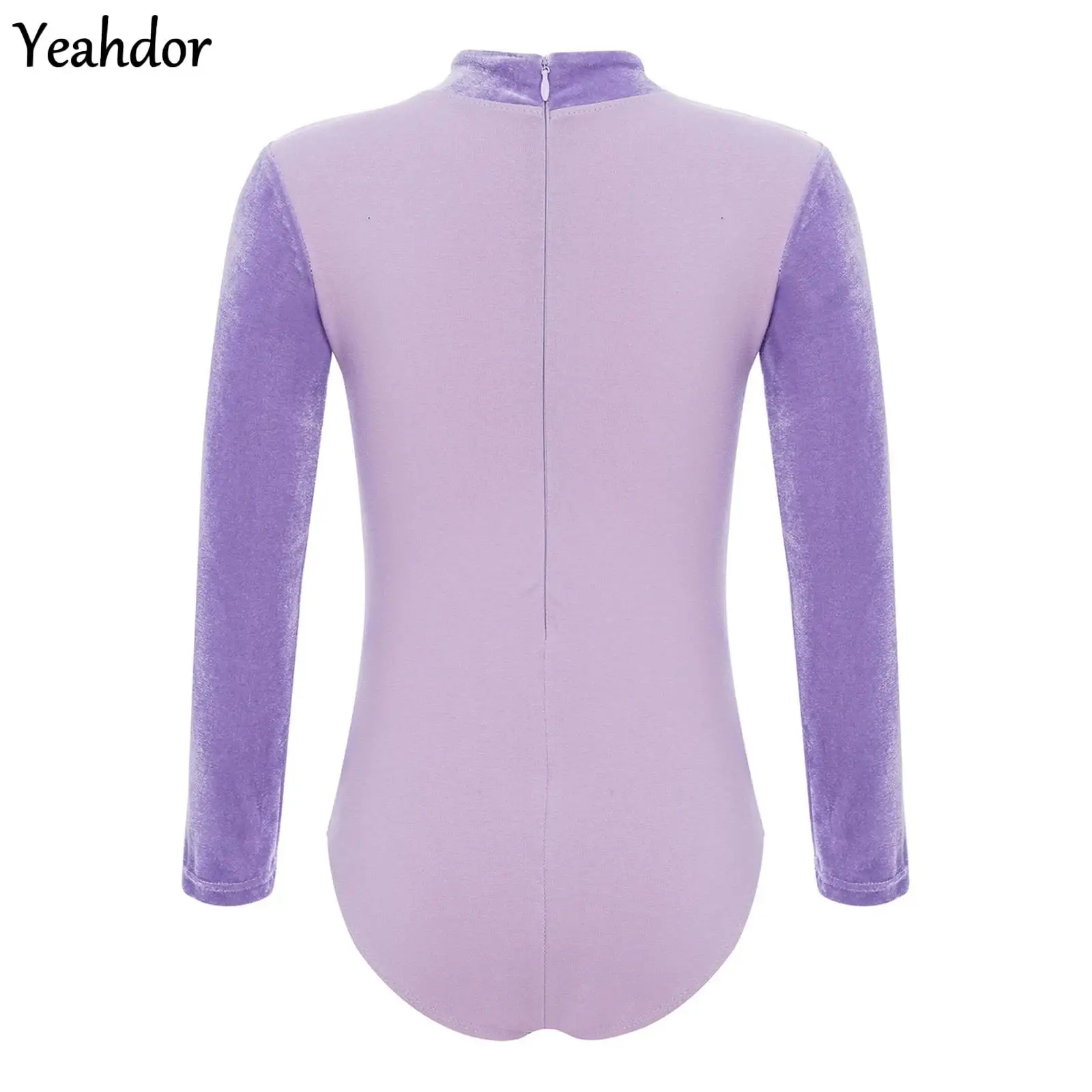 Kinder Mädchen Ballett Tanz Trikot Lange Ärmel Samt Mesh Patchwork Baumwolle Warme Gymnastik Tanz Body Workout Training Tragen