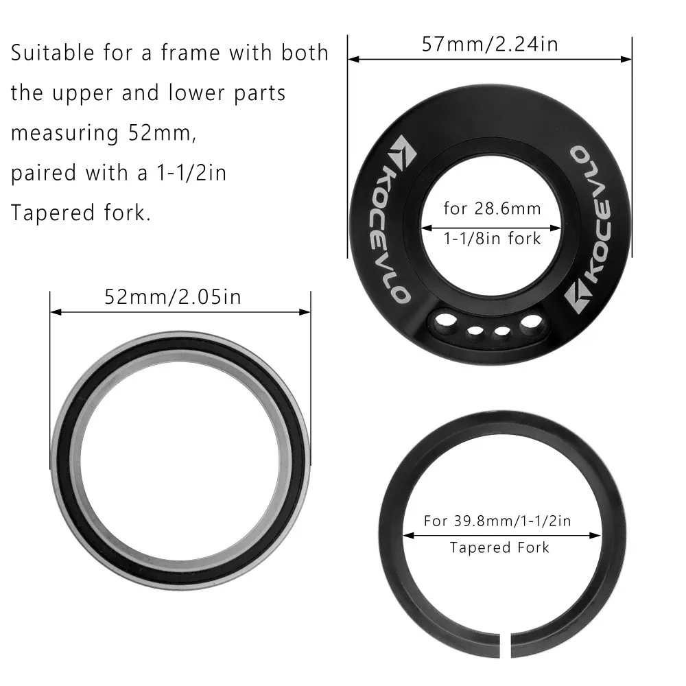 KOCEVLO Interne Kabelführung Fahrrad-Headset Konisch 1,5 Zoll 28,6mm 52mm Fahrradrahmen Versteckte Leitungsschläuche – Detail 2
