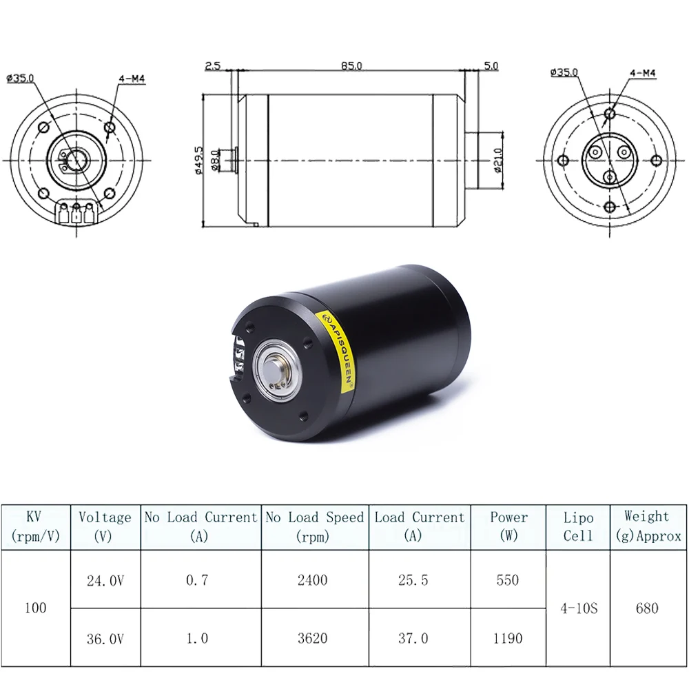 APISQUEEN podwodny bezszczotkowy silnik 12-24V 1200W wodoodporny 5080 100KV dla zdalnie sterowana łódka RC Thruster ROV