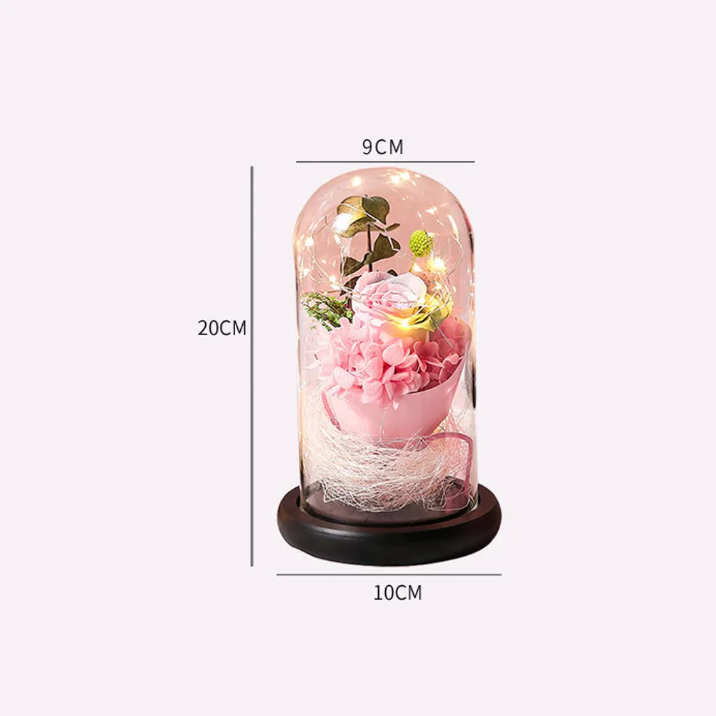 

LED Night Light Preserved Rose Glass Dome Wooden Base Long Life Colorful Rose Light Holiday Gift Valentine's Decoration