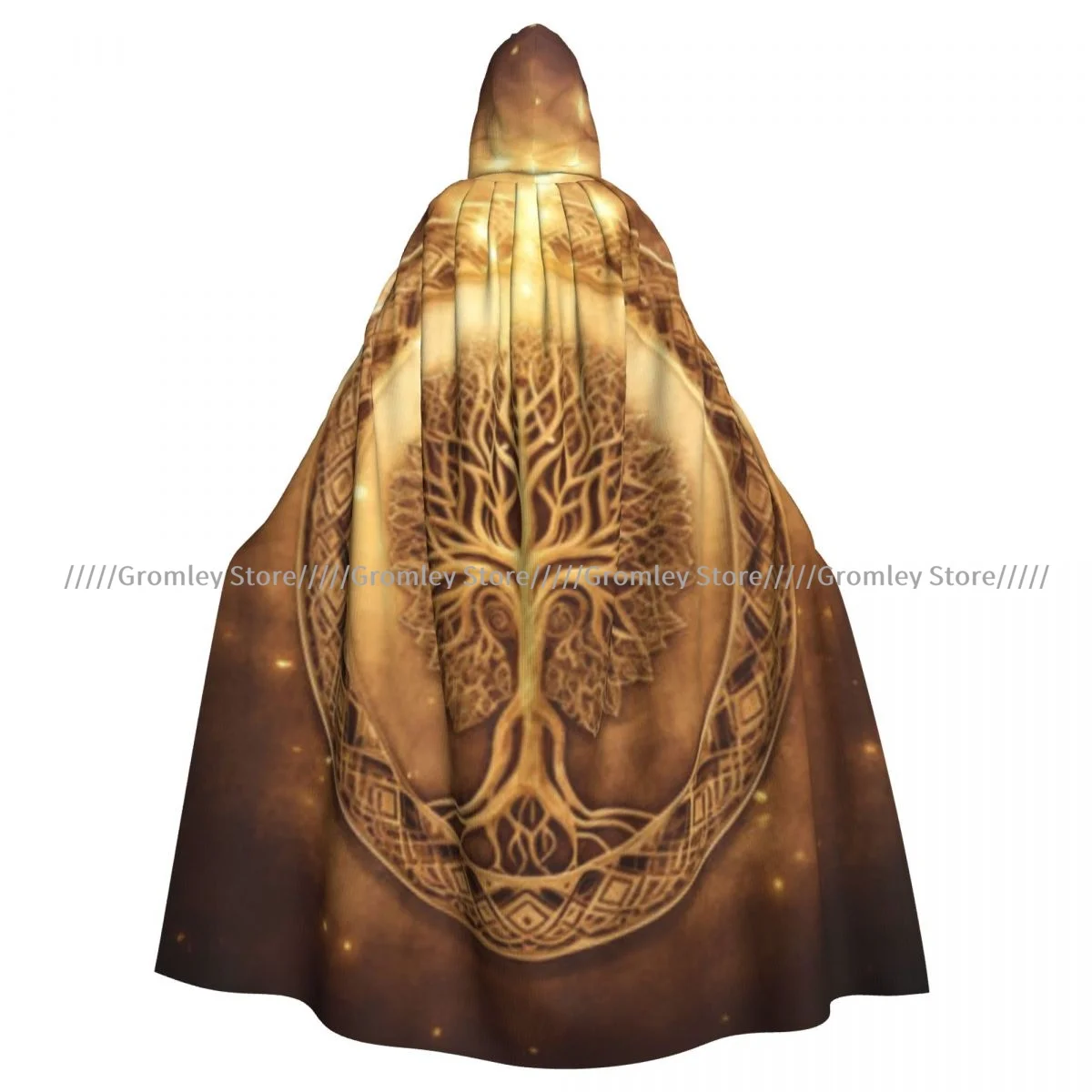 Unisex Halloween Cloak Mystical Tree Of Life Cape Hooded Medieval Costume Witch Wicca Vampire