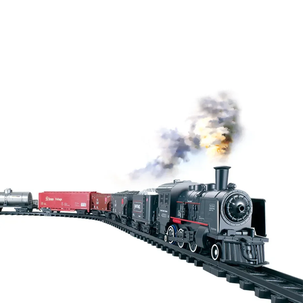 Elektrische Rauch Simulation Klassische Dampf Zug Track Spielzeug Züge Modell Kinder Lkw für Jungen Eisenbahn Eisenbahn