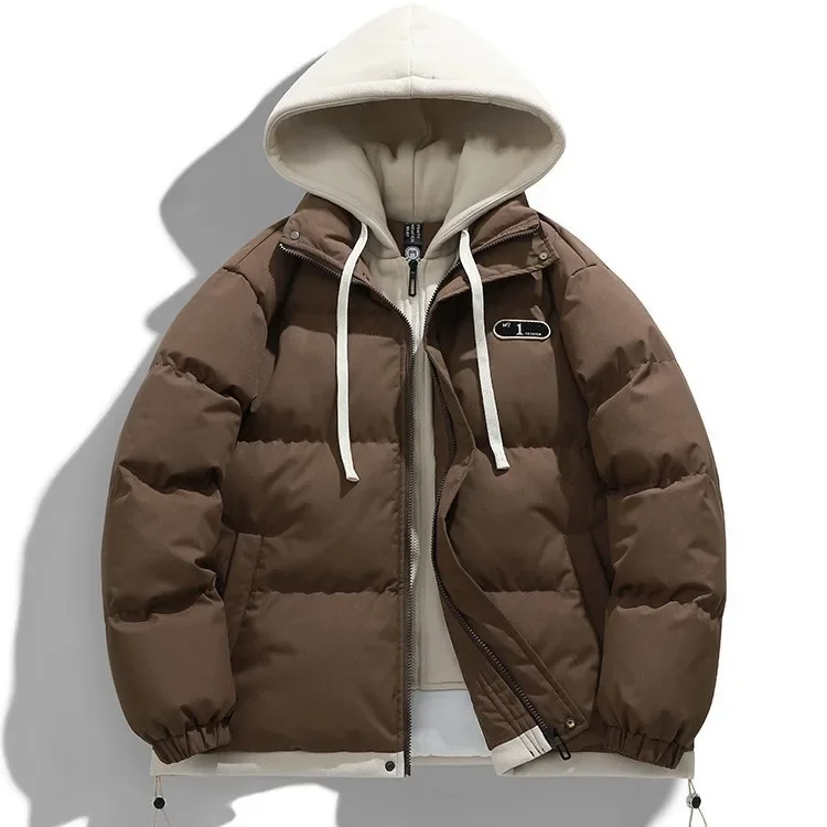 Two-Piece IllusionCotton Coat Men's Winter 2024 New Loose-Fit Candy Color Warm Quilted Jacket Versatile Cotton-Padded Coat For M