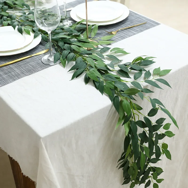 90Cm Jujube Leaf Rattan Artificial Green Plant Dining Table Decoration Wedding Wall Hanging Ornament Photography Props