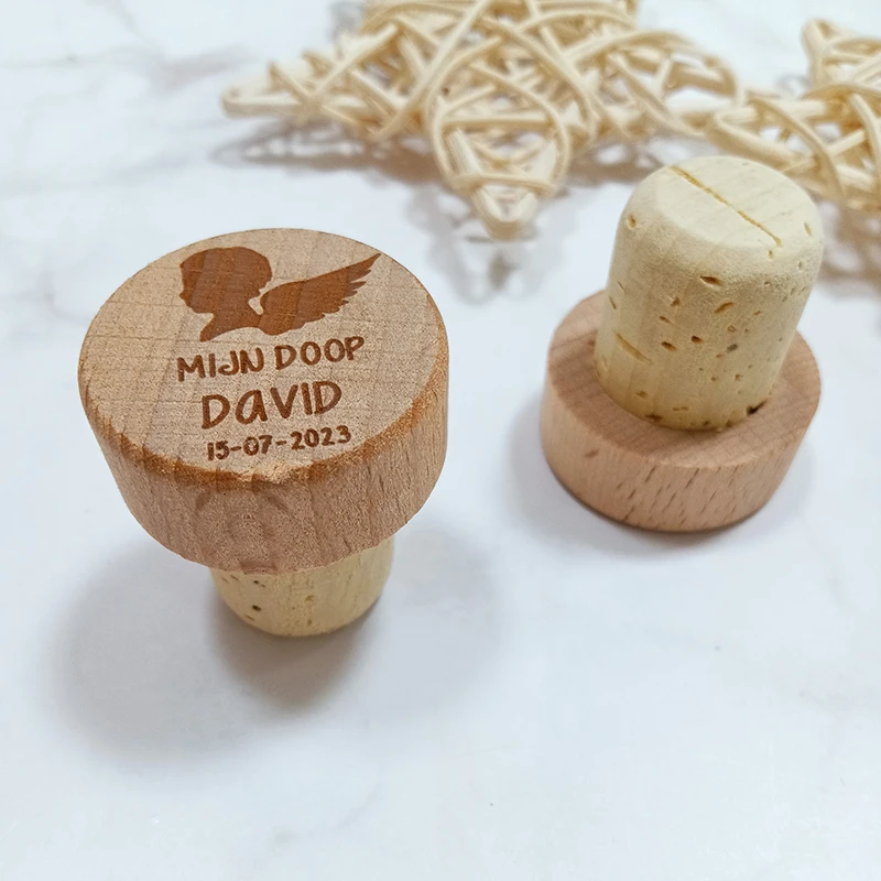 Custom Bottle Caps Wooden Wine Bottle Stopper Baby Shower Decor Engraved Wine Corks Stoppers Baptist Decoration Party Favors