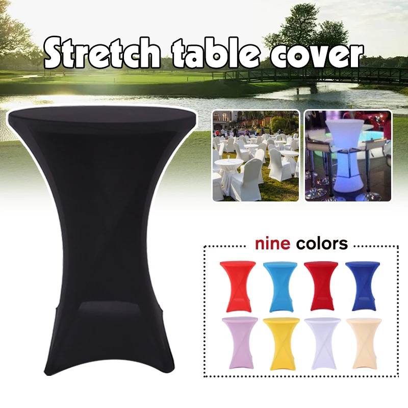 High Stretch Round Tablecloth Cocktail Spandex Table Cloth Bar Hotel Wedding Party Table Cover 60/80cm Diameter Multi-color
