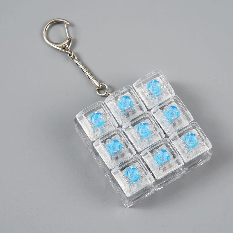 LED-verlichte sleutelhanger met klikbare knop, fidget toy voor stress- en angstverlichting, draagbaar bureau-accessoire, kantoordecoratie, cadeau
