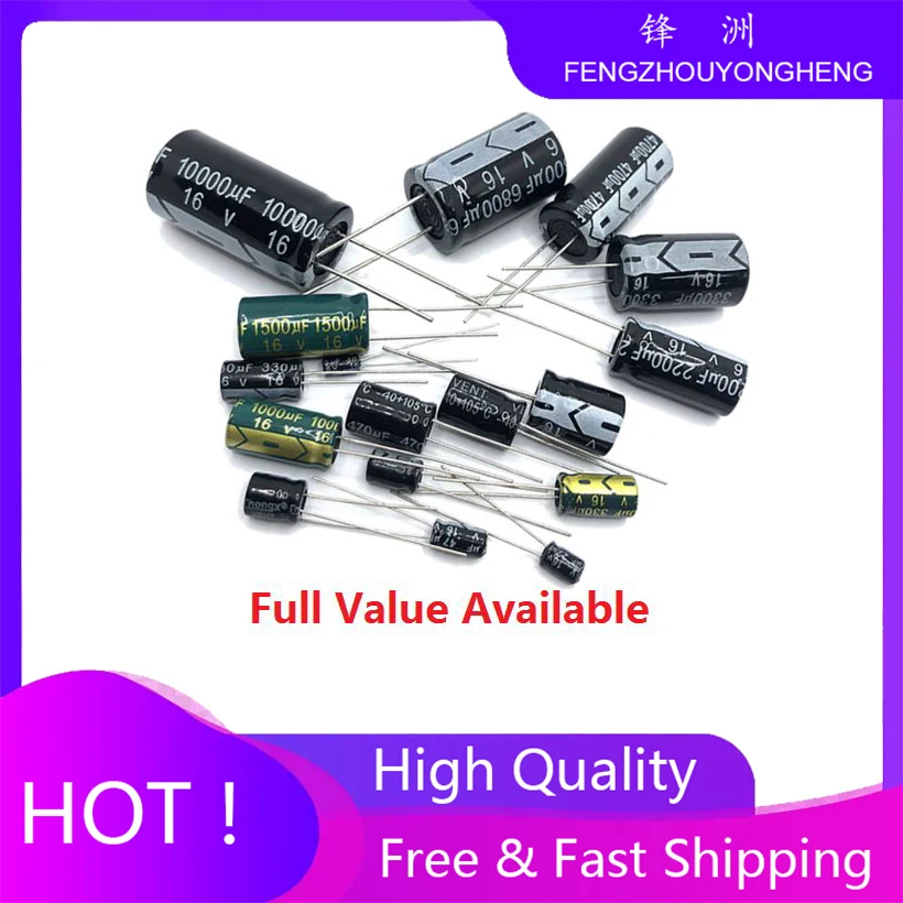 Capacitor Eletrolítico de Alumínio 470UF 100UF 220UF 330UF 470UF 680UF 1000UF 47UF 1500UF 10UF 22UF 0.47UF 82UF 50V 10V 16V 25V 35V