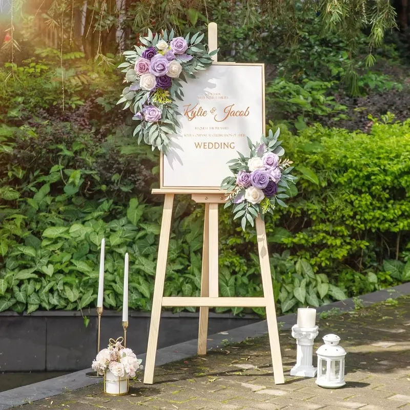 Ribbon strip romantic beautiful wedding sign corner flower stage background color desktop display decoration