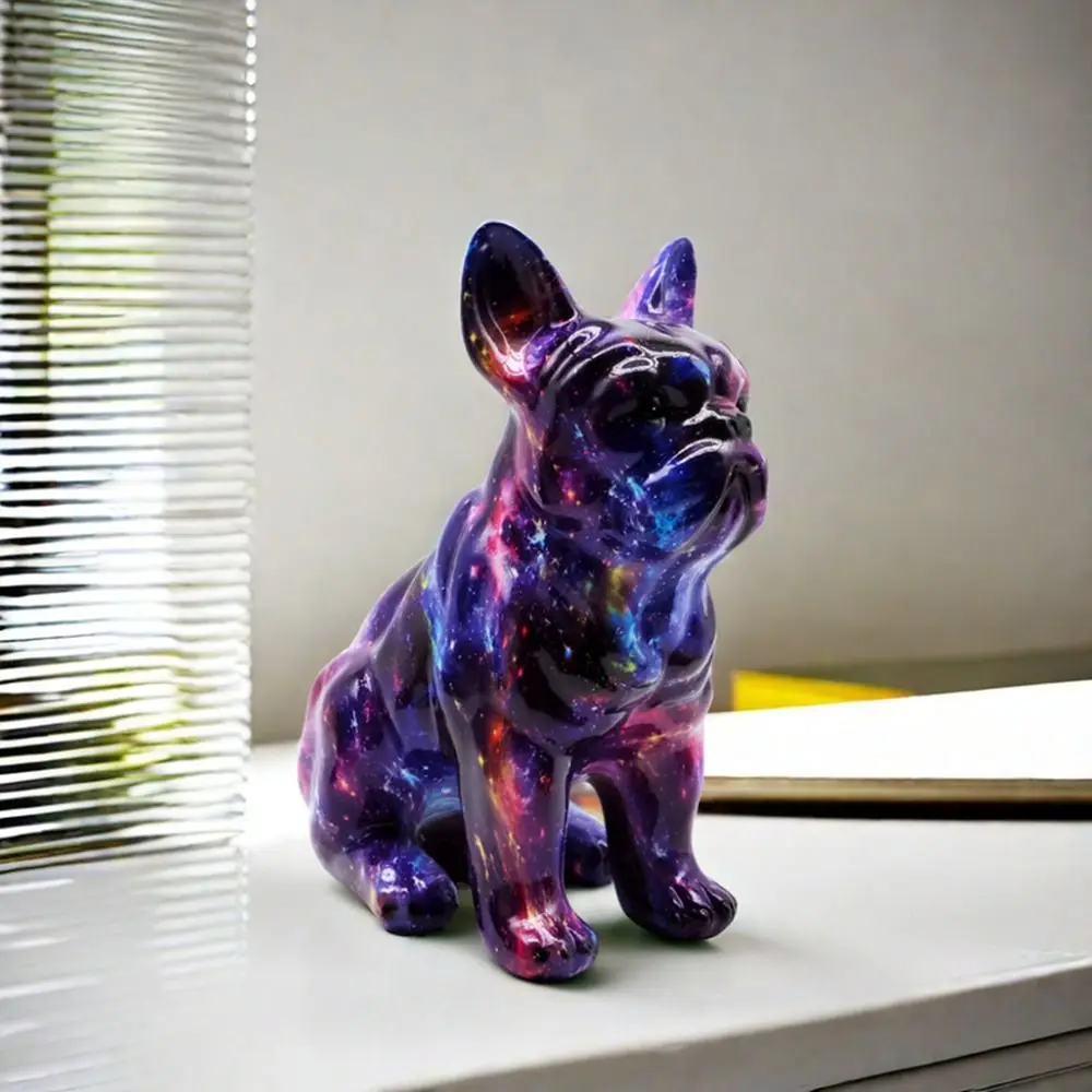 Kawaii Graffiti French Bulldog Statue Cartoon Mini Colorful Dog Statue Durable Romance Painted Bulldog Statue Car