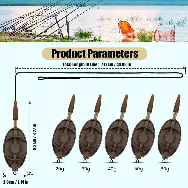 1pc/3pcs Zinc Alloy Method Feeder with Leadcore Lines - 20g/30g/40g/50g Weights, Multi-Color Options for Ice Fishing, Stillwater view 4