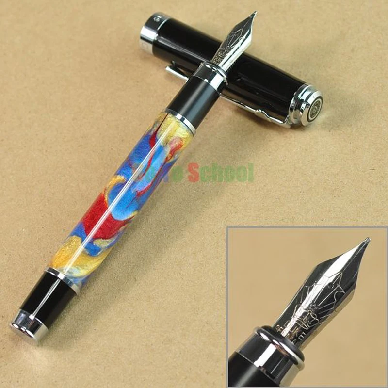 

Перьевая ручка Duke с целлулоидом сине-желто-красным зыбучим песком Леонардо да Винчи, красивый перо M, подарочные перьевые ручки, принадлежности для офиса и дома