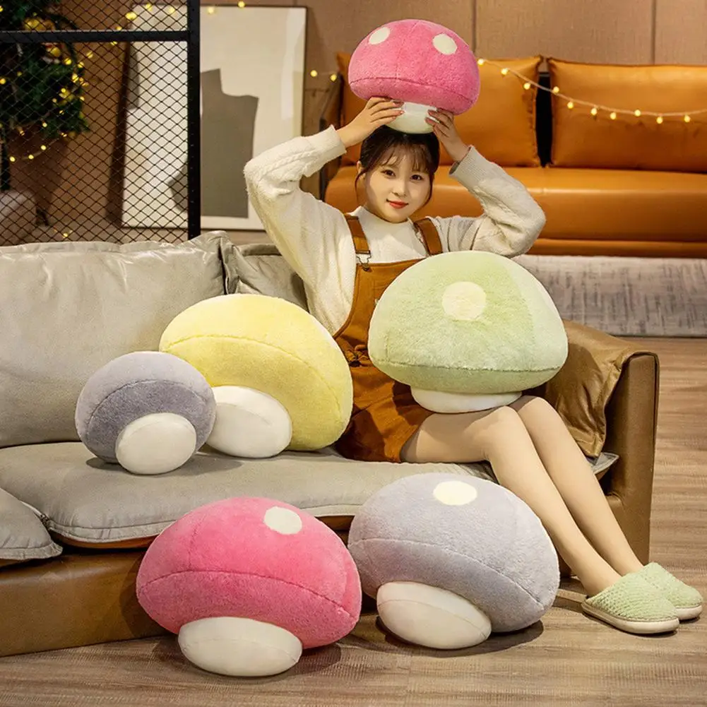 Sofa Pillow Cushion Throw Pillow Soft Comfortable Creative Bright Color Mushroom Plush Doll Pillow Home Supplies