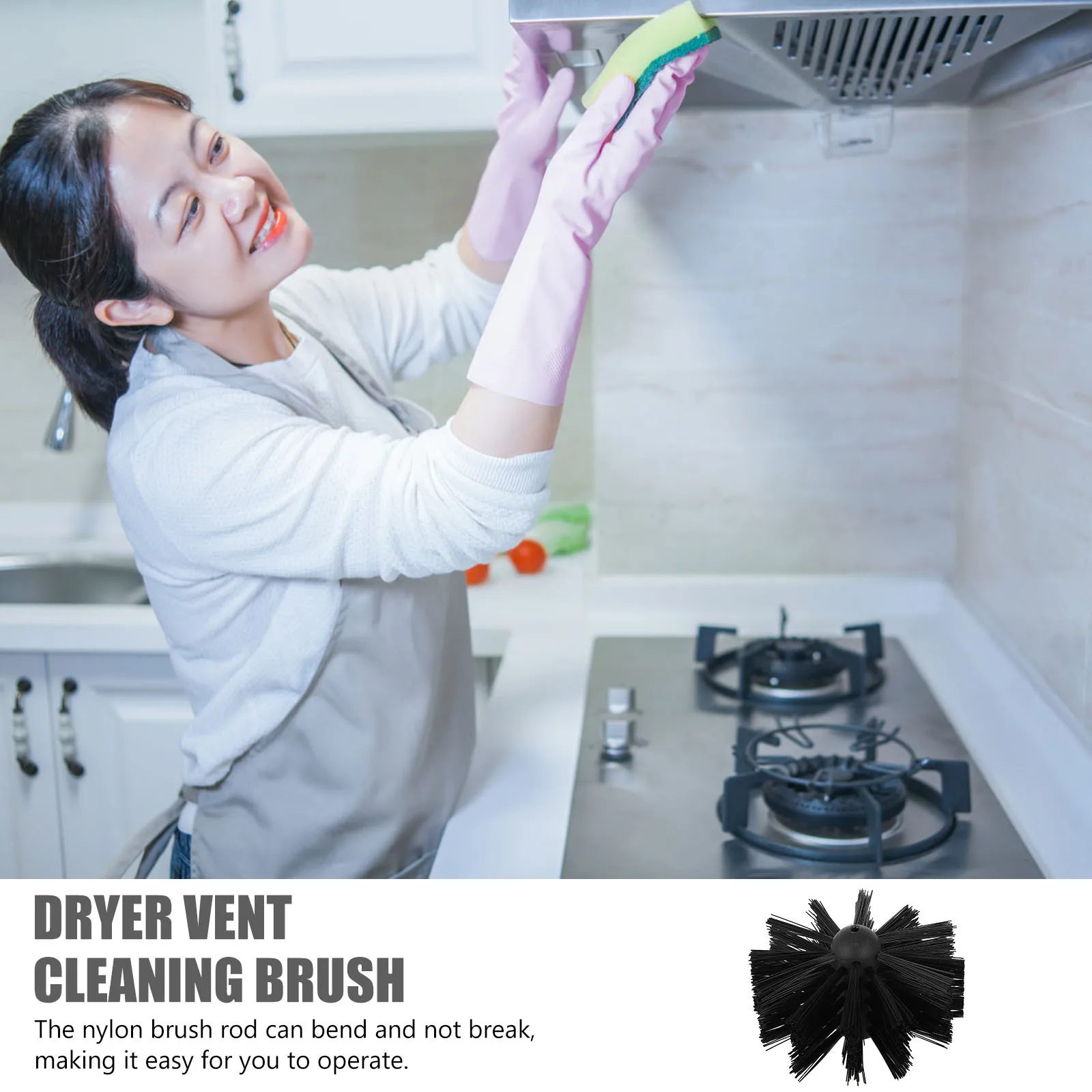 

2 Pcs Pipe Cleaning Brush Head Duct Chimney Power Sweeping Suite Tool Dryer Kit Nylon Lint Kitchen Vent Cleaner