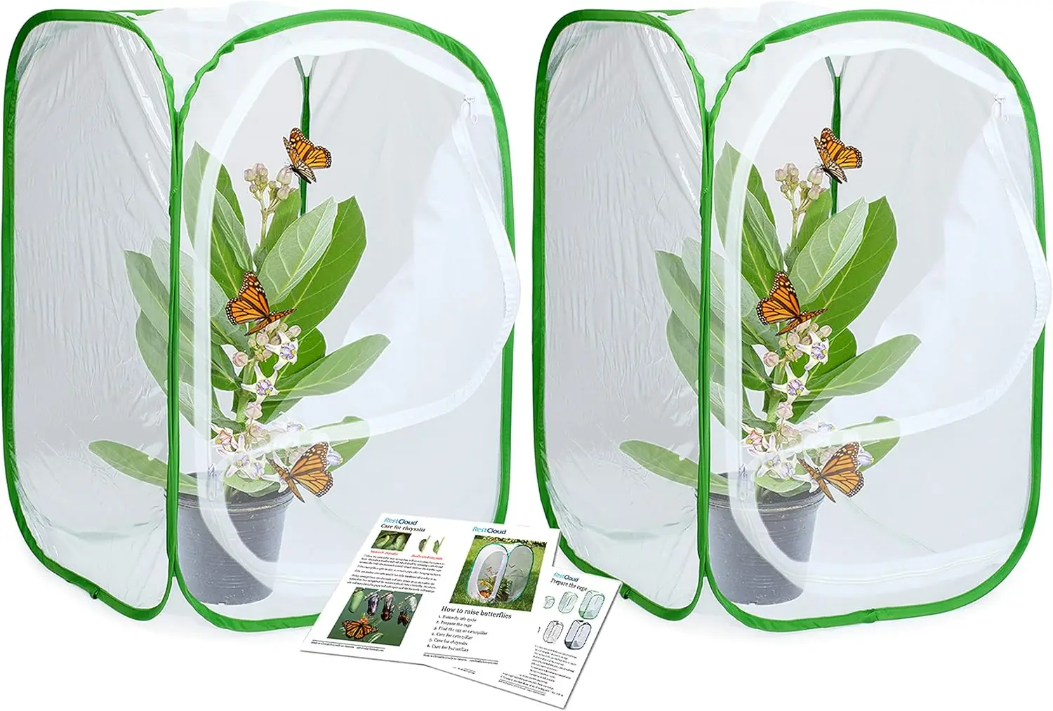

24" Pop Up Monarch Butterfly Habitat for Caterpillars, Pack of 2, 15.7x15.7x23.6 in