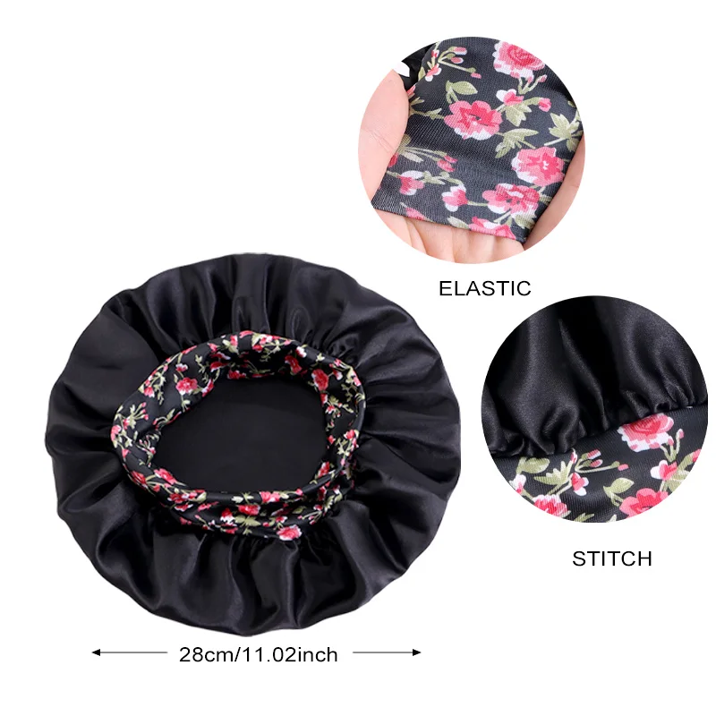 Baby Kids Sleep Cap Hair Cover Bonnet Nuit Satin Flower Printing Ankara Turban Hat Night Sleep for Curly Hair Beanie Chemo Cap