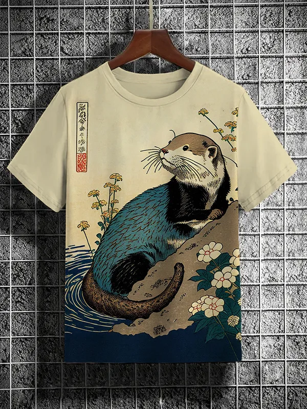 

Japan Harajuku Street Cat Tshirt Men's Clothing Short Sleeve T Shirt 3D Print New Summer Fashion Leisure Breathable Tee Designer