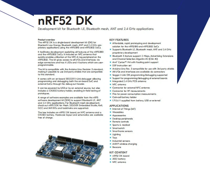 nRF52-DK Bluetooth development board nRF52832 SoC Bluetooth low energy and Bluetooth mesh development kit