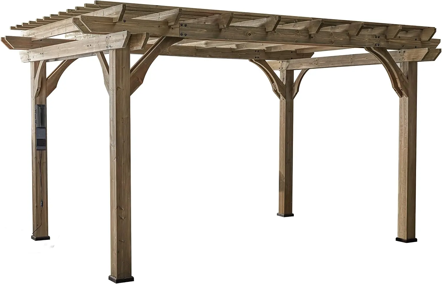 Somerville 14' x 10' Cedar Wood Pergola Kit with Trellis Roof, All-Season Durability, High-Wind Rating, PowerPort, Shade for Out