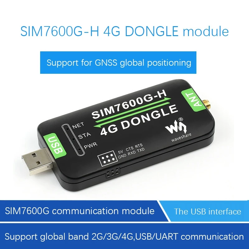 Waveshare SIM7600G-H 동글 모듈, 라즈베리 파이 GNSS 글로벌 통신용 인터넷 액세스 모듈, 4G