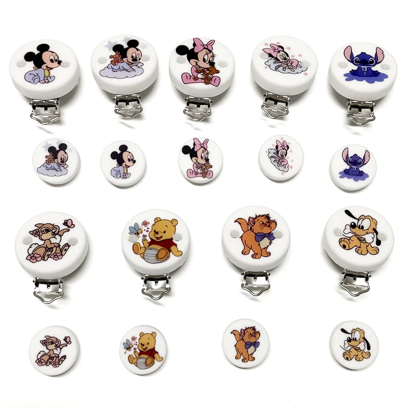 2pcs/set New Silicone Cartoon Printed Pattern Clip DIY Nipple Chain Bead Jewelry Accessories