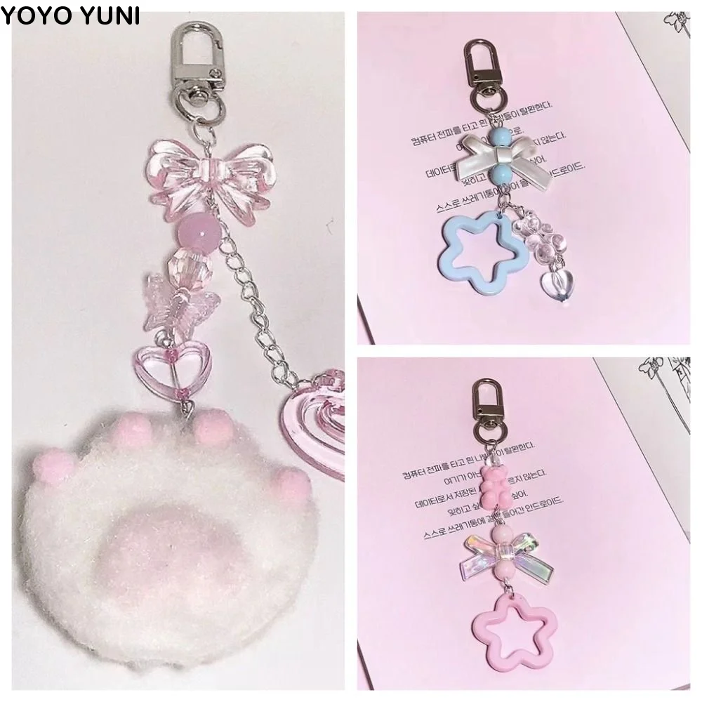 

Ювелирные изделия из бисера ручной работы, подвеска для телефона с кошачьим когтем, морская тема, мультяшный кулон с кошачьим когтем, розовый Y2K, брелок для телефона из бисера со звездой, рюкзак