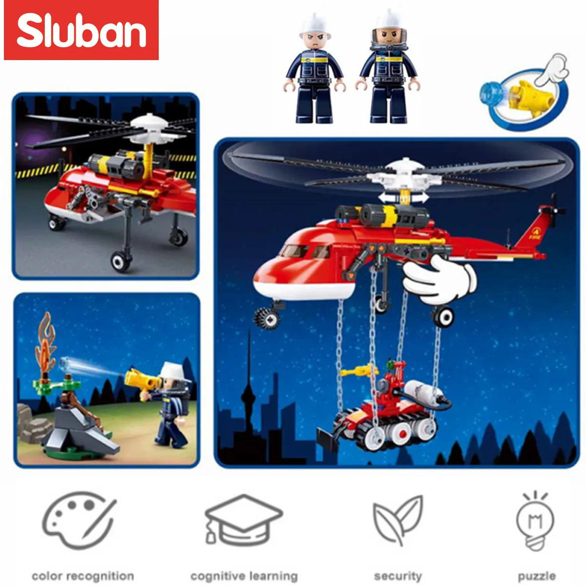 Sluban Building Block Toys City Fire Fighter 325PCS Bricks B0807 Fire Helicopter Moutain Fire Team Fit With Leading Brands