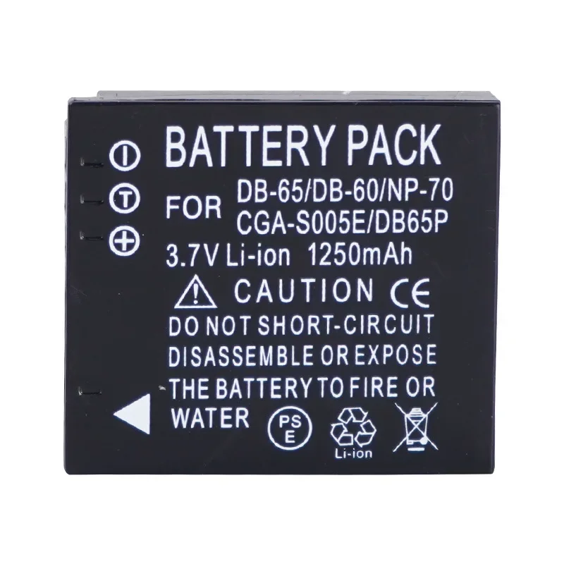 3.7V 1250mAH nadaje się do Panasonic NP-70 D-LI106 DB-60 DB-65 DMW-BCC12 CGA-S005E baterii